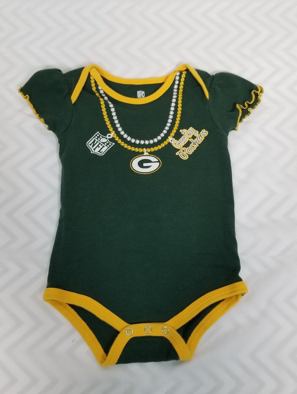 Green Bay Packers NFL Team Apparel Green Graphic Print 18 Mth Girl S/S One Piece